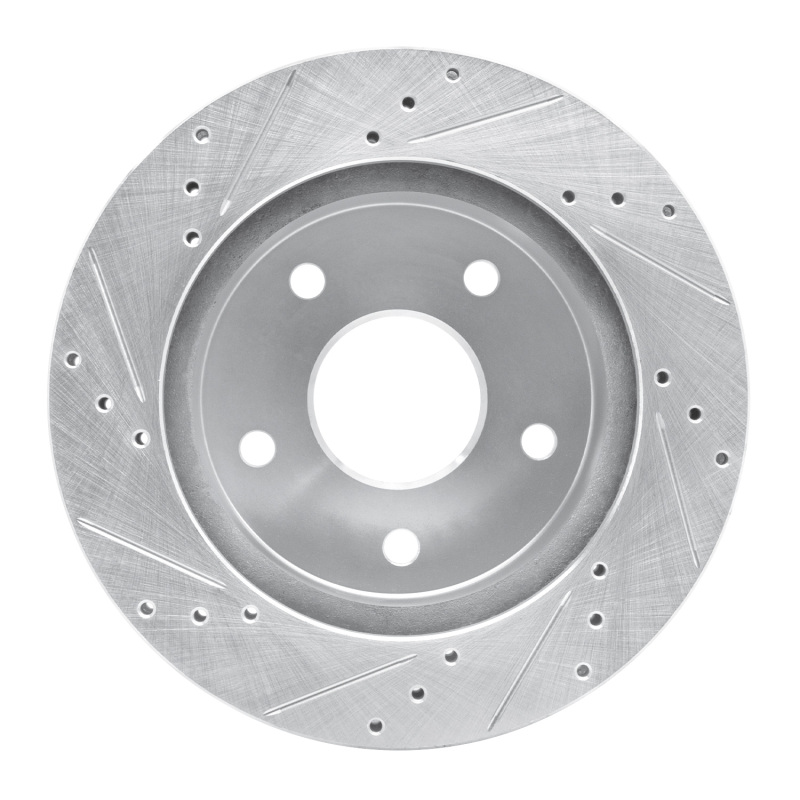 Dodge Ram 1500 Brake Rotor (1) - Front Right - R1 Concepts - Drilled & Slotted - Silver - `00-`01